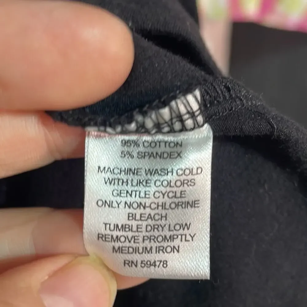 Carole Little 2x black cotton spandex slight scoop neck tank for layering euc